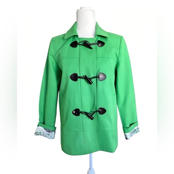 Banana Republic Jackets & Blazers - Banana Republic Kelly Green Toggle Peacoat Jacket S Twill Umbrella Print Lining